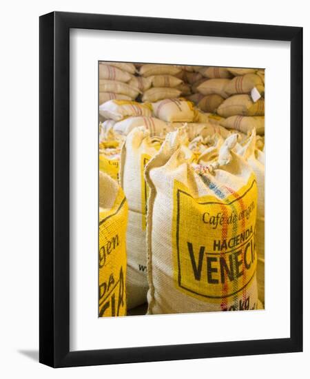 Colombia, Caldas, Manizales, Hacienda Venecia, Coffee in Sisal Bags Ready for Export-Jane Sweeney-Framed Premium Photographic Print