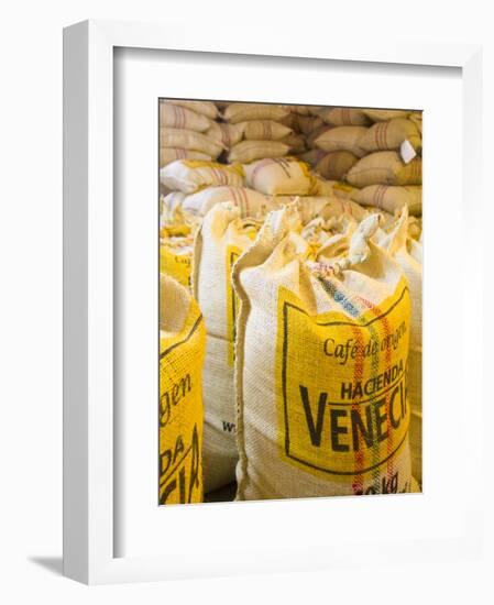 Colombia, Caldas, Manizales, Hacienda Venecia, Coffee in Sisal Bags Ready for Export-Jane Sweeney-Framed Photographic Print