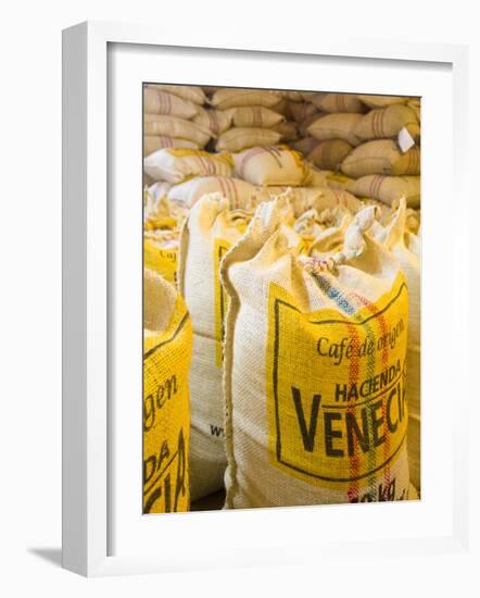 Colombia, Caldas, Manizales, Hacienda Venecia, Coffee in Sisal Bags Ready for Export-Jane Sweeney-Framed Photographic Print
