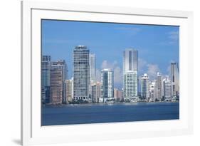 Colombia, Cartagena. Modern Boca Grande area city skyline view from Cartagena Bay.-Cindy Miller Hopkins-Framed Photographic Print