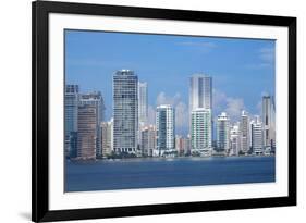 Colombia, Cartagena. Modern Boca Grande area city skyline view from Cartagena Bay.-Cindy Miller Hopkins-Framed Photographic Print