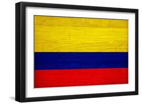 Colombia Flag Design with Wood Patterning - Flags of the World Series-Philippe Hugonnard-Framed Art Print