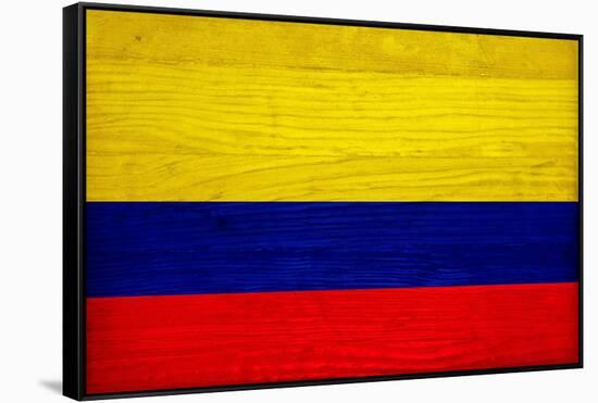Colombia Flag Design with Wood Patterning - Flags of the World Series-Philippe Hugonnard-Framed Stretched Canvas