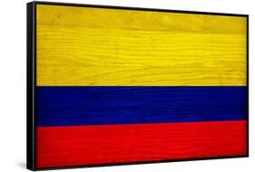 Colombia Flag Design with Wood Patterning - Flags of the World Series-Philippe Hugonnard-Framed Stretched Canvas