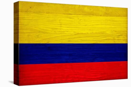 Colombia Flag Design with Wood Patterning - Flags of the World Series-Philippe Hugonnard-Stretched Canvas