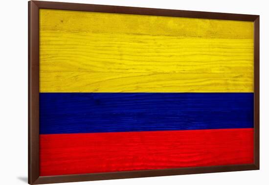 Colombia Flag Design with Wood Patterning - Flags of the World Series-Philippe Hugonnard-Framed Art Print