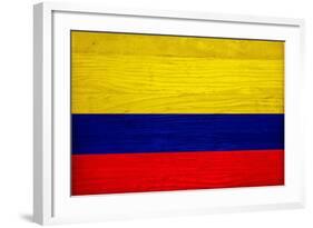 Colombia Flag Design with Wood Patterning - Flags of the World Series-Philippe Hugonnard-Framed Art Print