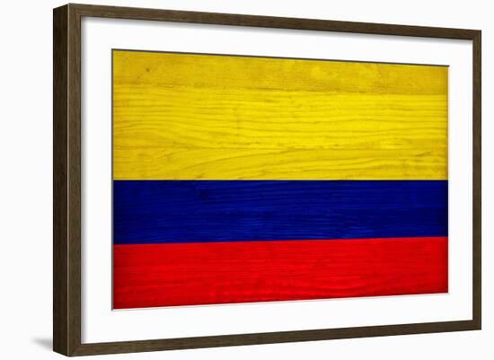 Colombia Flag Design with Wood Patterning - Flags of the World Series-Philippe Hugonnard-Framed Art Print