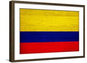 Colombia Flag Design with Wood Patterning - Flags of the World Series-Philippe Hugonnard-Framed Art Print