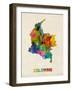 Colombia Watercolor Map-Michael Tompsett-Framed Art Print