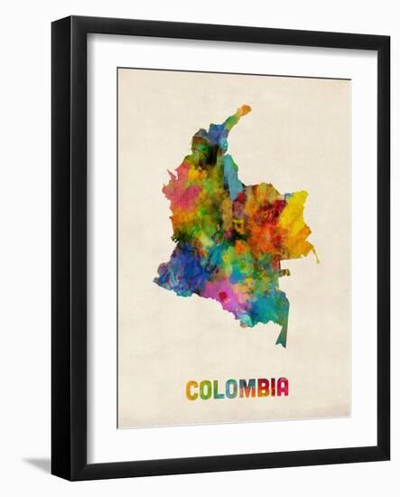 Colombia Watercolor Map-Michael Tompsett-Framed Art Print