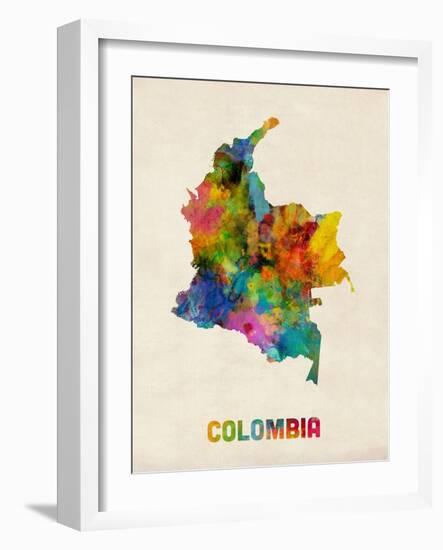 Colombia Watercolor Map-Michael Tompsett-Framed Art Print