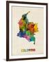 Colombia Watercolor Map-Michael Tompsett-Framed Art Print