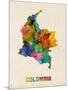 Colombia Watercolor Map-Michael Tompsett-Mounted Art Print