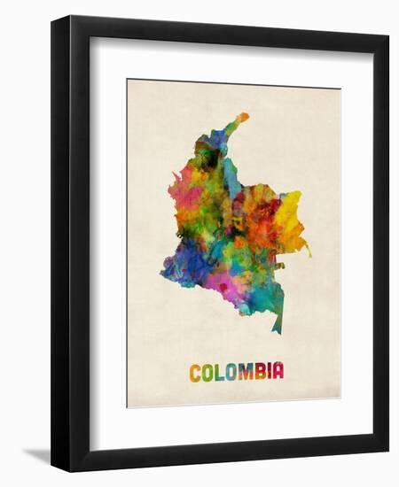 Colombia Watercolor Map-Michael Tompsett-Framed Art Print