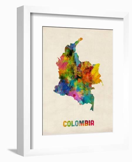 Colombia Watercolor Map-Michael Tompsett-Framed Art Print