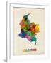 Colombia Watercolor Map-Michael Tompsett-Framed Art Print