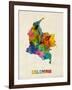 Colombia Watercolor Map-Michael Tompsett-Framed Art Print