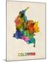 Colombia Watercolor Map-Michael Tompsett-Mounted Art Print