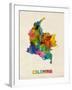 Colombia Watercolor Map-Michael Tompsett-Framed Art Print