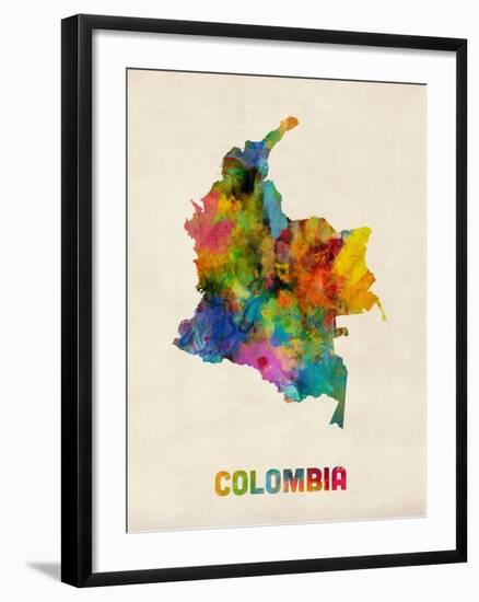 Colombia Watercolor Map-Michael Tompsett-Framed Art Print