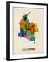 Colombia Watercolor Map-Michael Tompsett-Framed Art Print