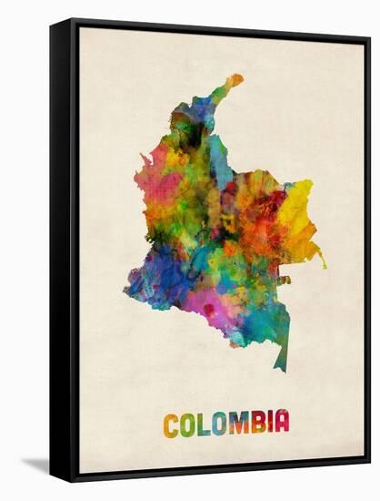 Colombia Watercolor Map-Michael Tompsett-Framed Stretched Canvas