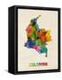 Colombia Watercolor Map-Michael Tompsett-Framed Stretched Canvas