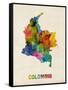 Colombia Watercolor Map-Michael Tompsett-Framed Stretched Canvas