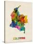 Colombia Watercolor Map-Michael Tompsett-Stretched Canvas