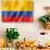 Colombian Flag-daboost-Art Print displayed on a wall