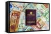 Colombian Passport and Money-jkraft5-Framed Stretched Canvas