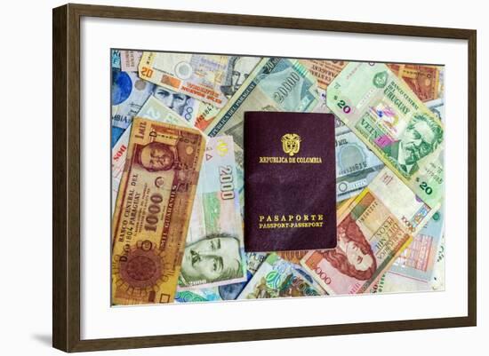 Colombian Passport and Money-jkraft5-Framed Photographic Print