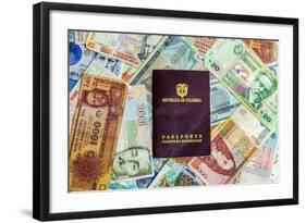 Colombian Passport and Money-jkraft5-Framed Photographic Print