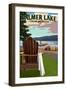 Colon, Michigan - Palmer Lake - Adirondack Chairs-Lantern Press-Framed Art Print