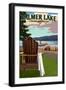 Colon, Michigan - Palmer Lake - Adirondack Chairs-Lantern Press-Framed Art Print