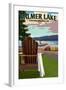 Colon, Michigan - Palmer Lake - Adirondack Chairs-Lantern Press-Framed Art Print