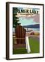 Colon, Michigan - Palmer Lake - Adirondack Chairs-Lantern Press-Framed Art Print