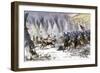 Colonel Chivington Leading U.S. Cavalry Massacre of Black Kettle's Village at Sand Creek, c.1864-null-Framed Giclee Print
