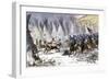 Colonel Chivington Leading U.S. Cavalry Massacre of Black Kettle's Village at Sand Creek, c.1864-null-Framed Giclee Print