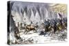 Colonel Chivington Leading U.S. Cavalry Massacre of Black Kettle's Village at Sand Creek, c.1864-null-Stretched Canvas