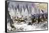 Colonel Chivington Leading U.S. Cavalry Massacre of Black Kettle's Village at Sand Creek, c.1864-null-Framed Stretched Canvas