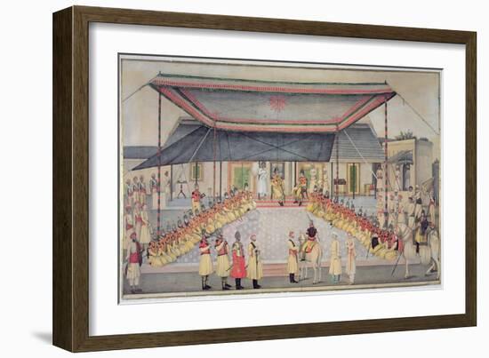 Colonel James Skinner Holding a Regimental Durbar, 1827-Ghulam Ali Khan-Framed Giclee Print