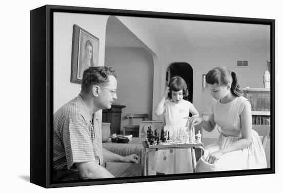 Colonel John Paul Stapp at Home Playing Chess with His Family, Dayton, Oh, 1959-Franci Miller-Framed Stretched Canvas