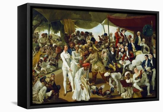 Colonel Mordaunt Watching a Cock Fight at Lucknow, India, 1790-Johan Zoffany-Framed Stretched Canvas