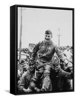 Colonel Robin Olds Celebrates His 100th Combat Mission, Vietnam, 1967-null-Framed Stretched Canvas