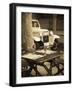 Colonia Del Sacramento, Cafe Table and Old Car, Uruguay-Walter Bibikow-Framed Photographic Print