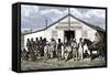 Colonial Africa: Hotel Swan in the Diamond Mine of the South Africa Region, Years 1870. Colourful E-null-Framed Stretched Canvas