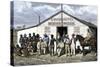 Colonial Africa: Hotel Swan in the Diamond Mine of the South Africa Region, Years 1870. Colourful E-null-Stretched Canvas