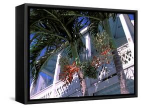 Colonial Architecture and Palm Details, Key West, Florida, USA-David Herbig-Framed Stretched Canvas